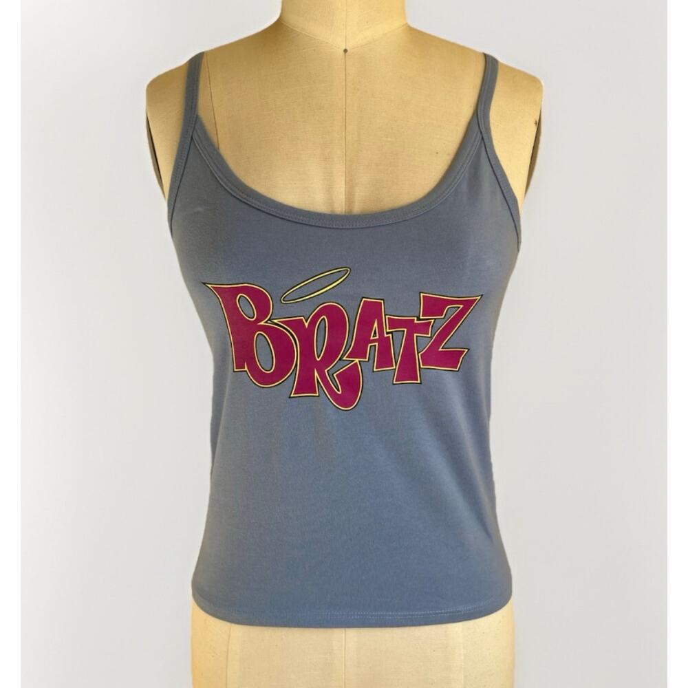 Forever 21 L Bratz Graphic Blue Cotton Stretch Cami Tank Top Y2K Baby Tee Indie
